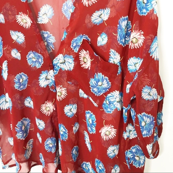 PINS and needle sheer floral button down blouse - Picture 6 of 11